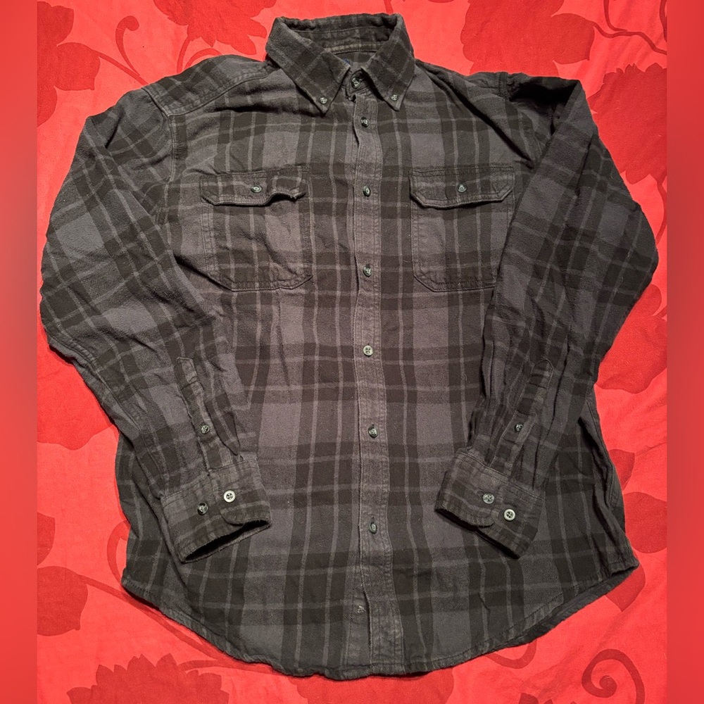 George Mens Med Blue/Black Flannel Shirt